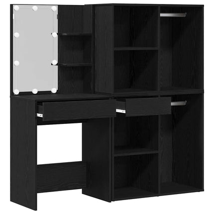 Table de maquillage LED Chêne noir 140 x 40 x 140 cm