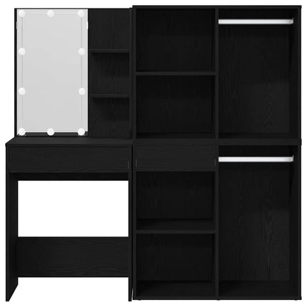Table de maquillage LED Chêne noir 140 x 40 x 140 cm