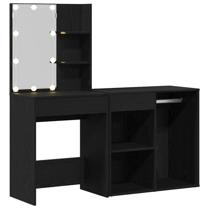 Table de maquillage LED Chêne noir 140 x 40 x 140 cm