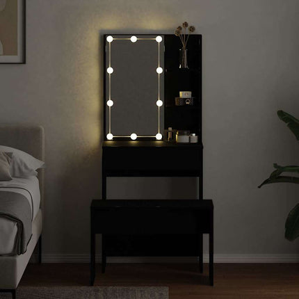 Ensemble de Coiffeuse avec tiroir Chêne noir 60 x 40 x 140 cm