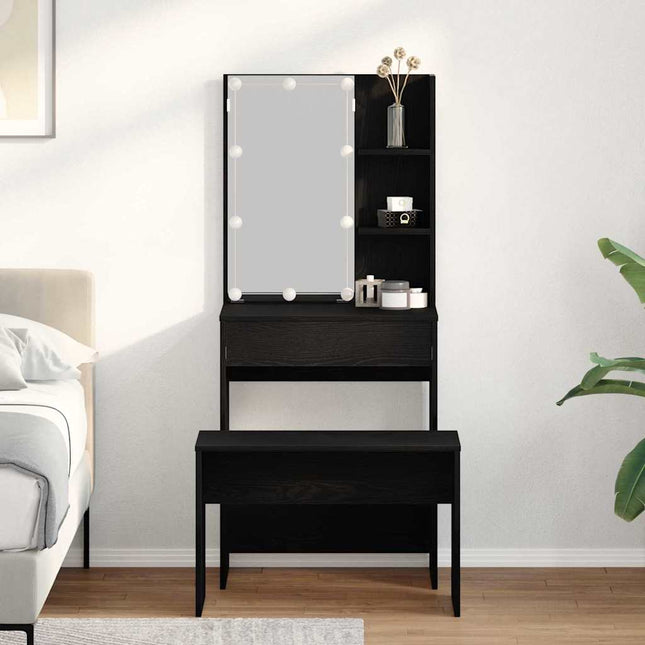 Ensemble de Coiffeuse avec tiroir Chêne noir 60 x 40 x 140 cm