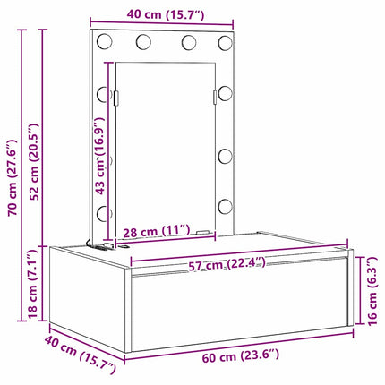 Table de Toilette Noir 60 x 40 x 70 cm Bois d'ingénierie