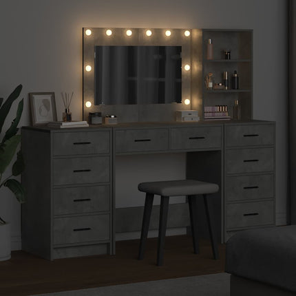 Table de Toilette 3 pcs Gris 40 x 41 x 135 cm Bois d'ingénierie