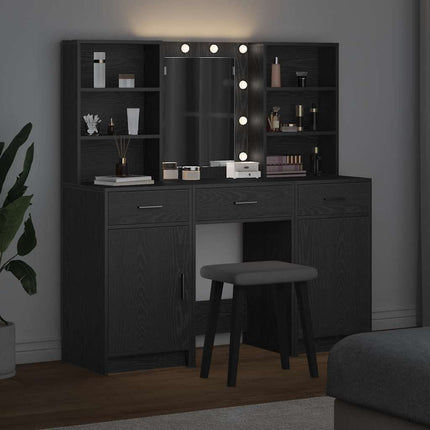 Ensemble de Coiffeuse 3 pcs Chêne noir Bois d'ingénierie