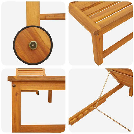 Transat 1-personne Marron 53 x 202 x 89cm Bois d'acacia massif