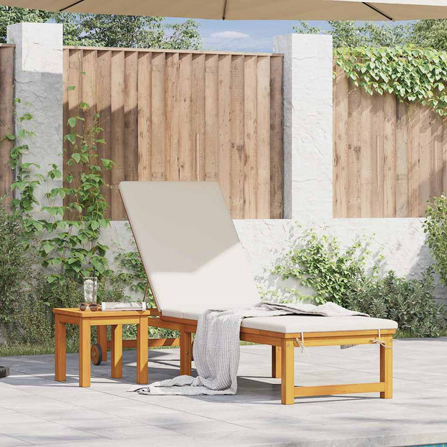 Transat 1-personne Marron 53 x 202 x 89cm Bois d'acacia massif