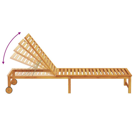Transat 1-personne Marron 53 x 202 x 89cm Bois d'acacia massif
