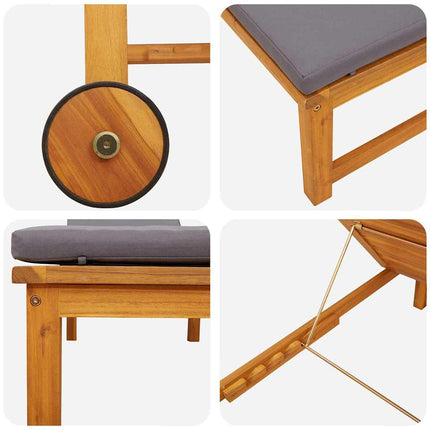 Transat 1-personne Marron 53 x 202 x 89cm Bois d'acacia massif