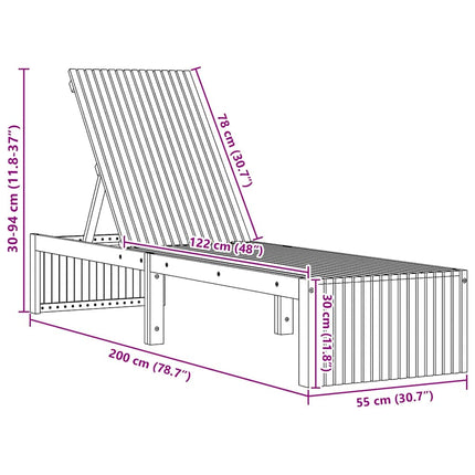 Transat 1-personne Marron 200 x 55 x 94cm Bois d'acacia massif