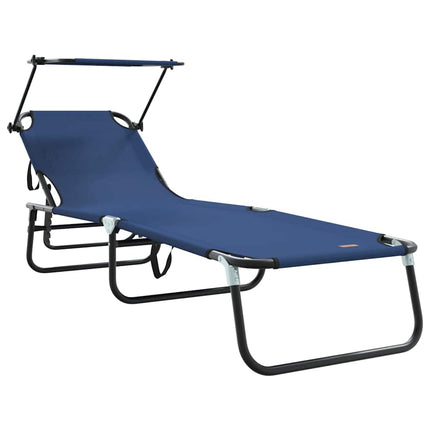 Chaise longue pliante avec coussin Bleu 56 x 190 x 81cm tissu