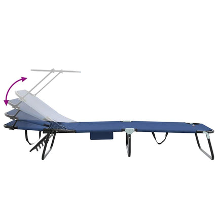 Chaise longue pliante avec coussin Bleu 56 x 190 x 81cm tissu