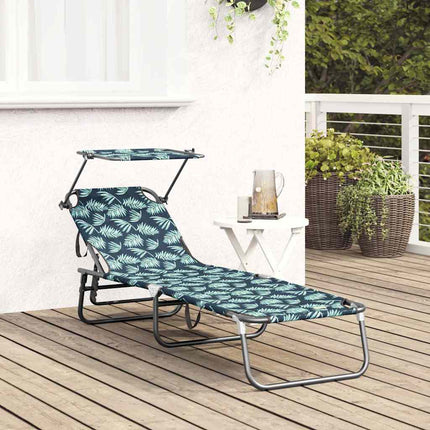 Chaise longue pliante avec coussin Vert 56 x 190 x 81cm tissu