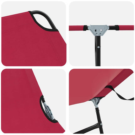 Chaise longue pliante 1-personne Rouge 56 x 189 x 87 cm tissu