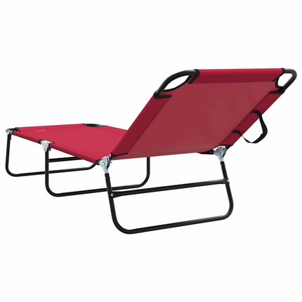 Chaise longue pliante 1-personne Rouge 56 x 189 x 87 cm tissu