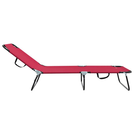 Chaise longue pliante 1-personne Rouge 56 x 189 x 87 cm tissu