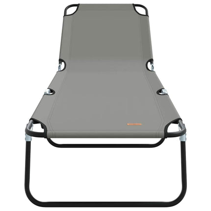 Chaise longue pliante 1-personne Gris 56 x 189 x 87 cm tissu