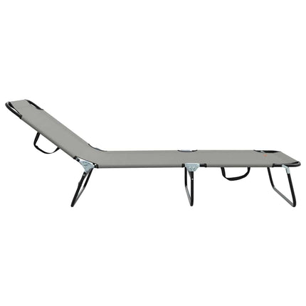 Chaise longue pliante 1-personne Gris 56 x 189 x 87 cm tissu