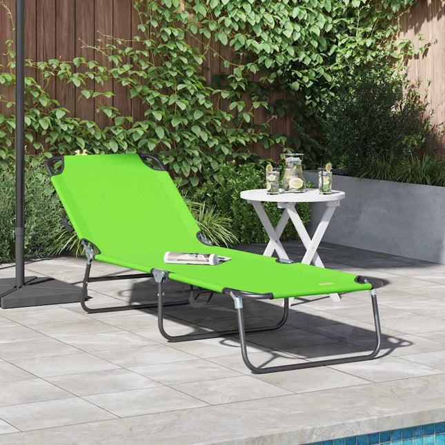 Chaise longue pliante 1-personne Vert 56 x 189 x 87 cm tissu