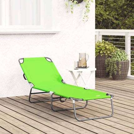 Chaise longue pliante 1-personne Vert 56 x 189 x 87 cm tissu