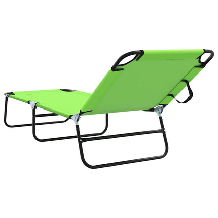 Chaise longue pliante 1-personne Vert 56 x 189 x 87 cm tissu