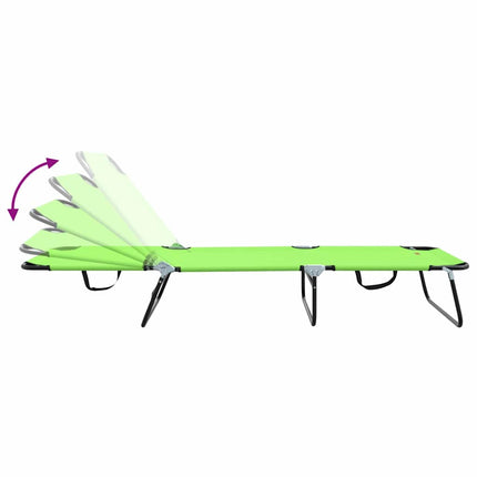 Chaise longue pliante 1-personne Vert 56 x 189 x 87 cm tissu