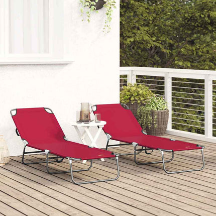 Chaise longue pliante 2 pcs Rouge 56 x 189 x 87 cm tissu
