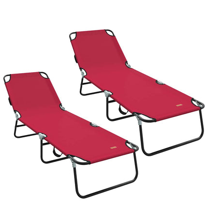 Chaise longue pliante 2 pcs Rouge 56 x 189 x 87 cm tissu