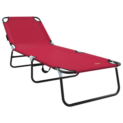 Chaise longue pliante 2 pcs Rouge 56 x 189 x 87 cm tissu