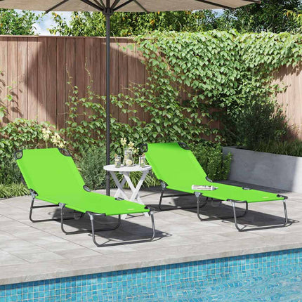 Chaise longue pliante 2 pcs Vert 56 x 189 x 87 cm tissu