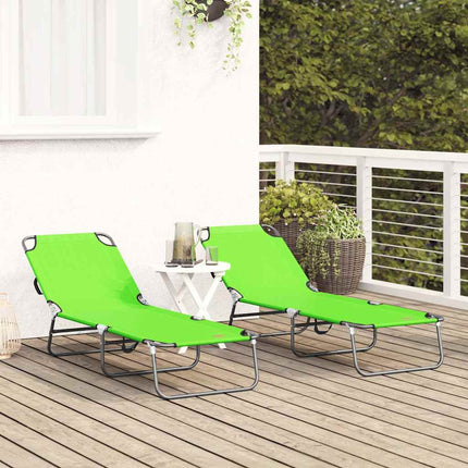 Chaise longue pliante 2 pcs Vert 56 x 189 x 87 cm tissu