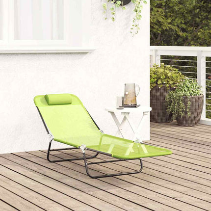 Chaise longue pliante 1-personne Vert 182 x 55 x 85,5 cm Métal