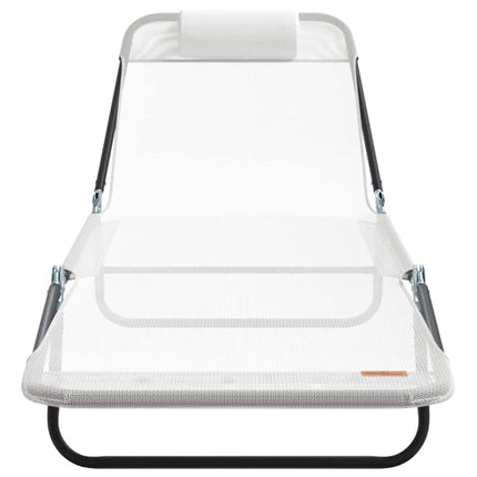 Chaise longue pliante 2 pcs Crème 182 x 55 x 85,5 cm Textilène