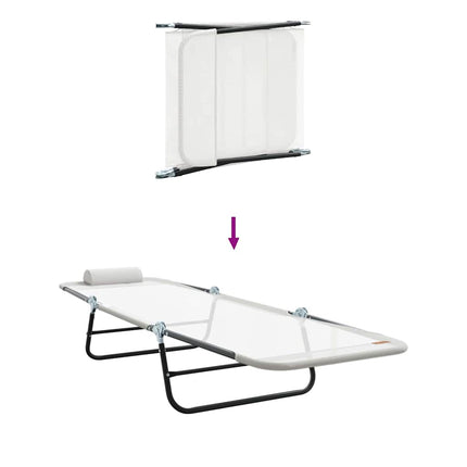 Chaise longue pliante 2 pcs Crème 182 x 55 x 85,5 cm Textilène