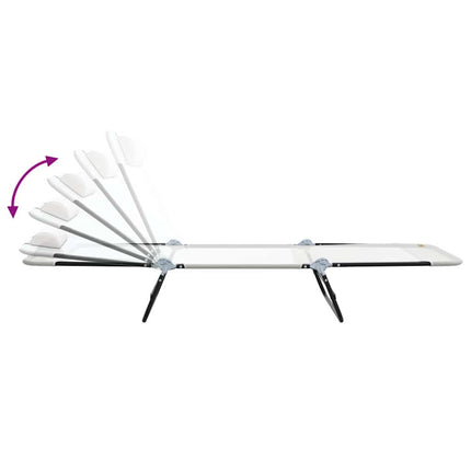 Chaise longue pliante 2 pcs Crème 182 x 55 x 85,5 cm Textilène