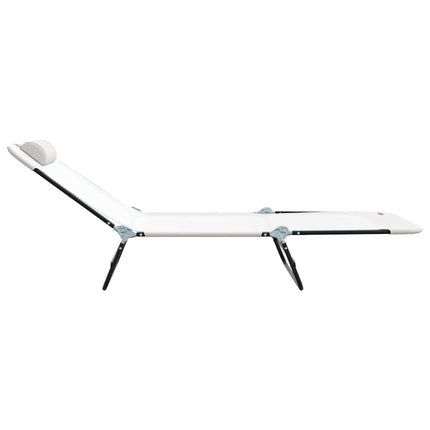 Chaise longue pliante 2 pcs Crème 182 x 55 x 85,5 cm Textilène