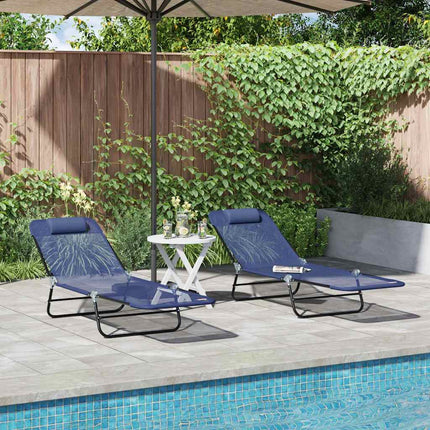 Chaise longue pliante 2 pcs Bleu marine 182 x 55 x 85,5 cm
