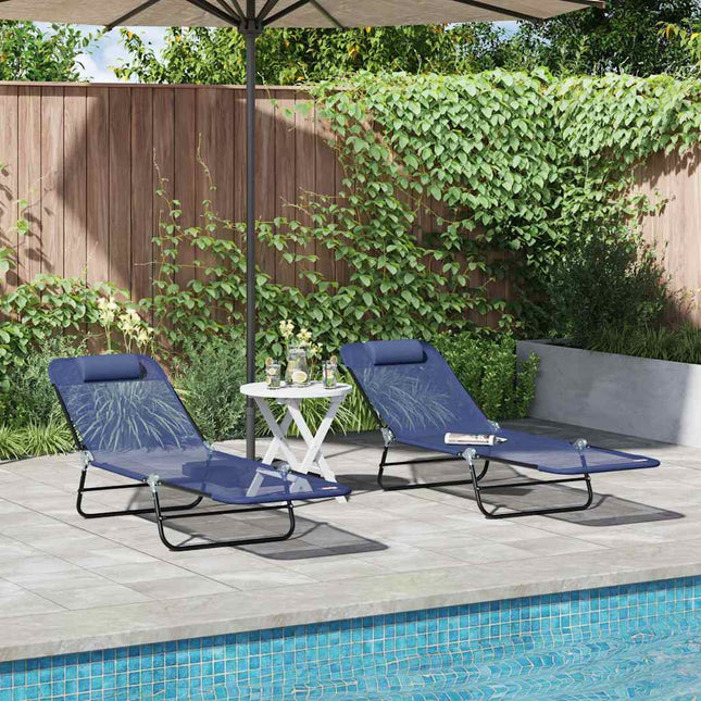 Chaise longue pliante 2 pcs Bleu marine 182 x 55 x 85,5 cm
