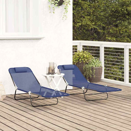 Chaise longue pliante 2 pcs Bleu marine 182 x 55 x 85,5 cm