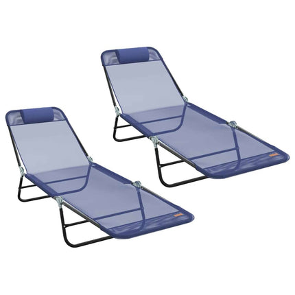 Chaise longue pliante 2 pcs Bleu marine 182 x 55 x 85,5 cm