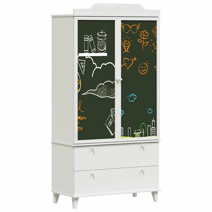 Armoire Tableau Noir avec tiroir Blanc Bois d'ingénierie