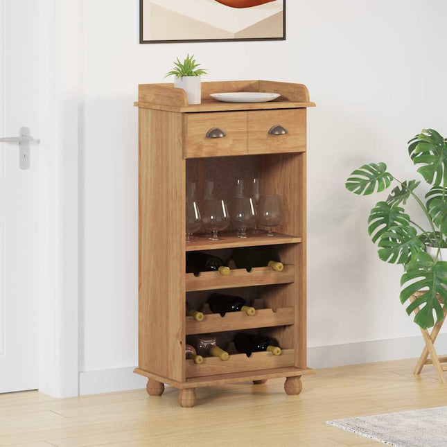 Cabinet à vin ASKIM Marron 57 x 37 x 114 cm Bois massif en pin