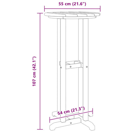 Table de bar Gris clair 55 x 55 x 107 cm HDPE