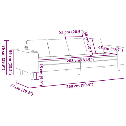 Sofa en tissu Gris clair 208 cm Tissu en velours côtelé