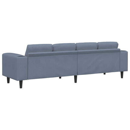 Sofa en tissu avec coussin Bleu 208 cm Tissu en velours côtelé