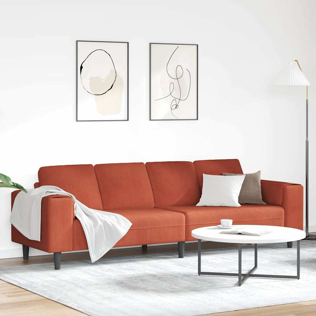 Sofa en tissu avec coussin Rouge orange Tissu en velours côtelé