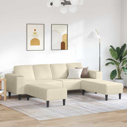 Sofa en tissu avec coussin Crème 208 cm Tissu en velours côtelé