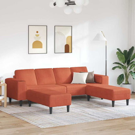 Sofa en tissu Rouge orange 208 cm Tissu en velours côtelé