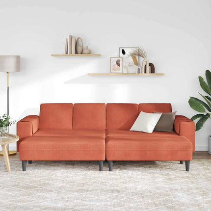 Sofa en tissu Rouge orange 208 cm Tissu en velours côtelé