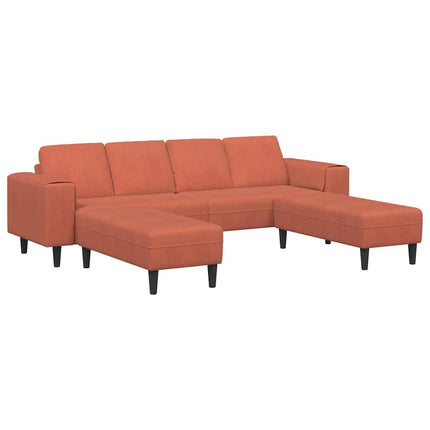 Sofa en tissu Rouge orange 208 cm Tissu en velours côtelé