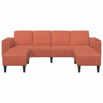 Sofa en tissu Rouge orange 208 cm Tissu en velours côtelé
